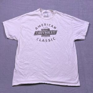Gildan Heavy Cotton American Classic Chevrolet Logo T Shirt Mens XL White